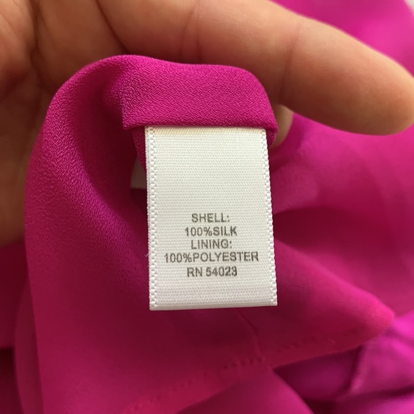 Silky fuchsia one shoulder dress with tie waist - Picture 6 of 8